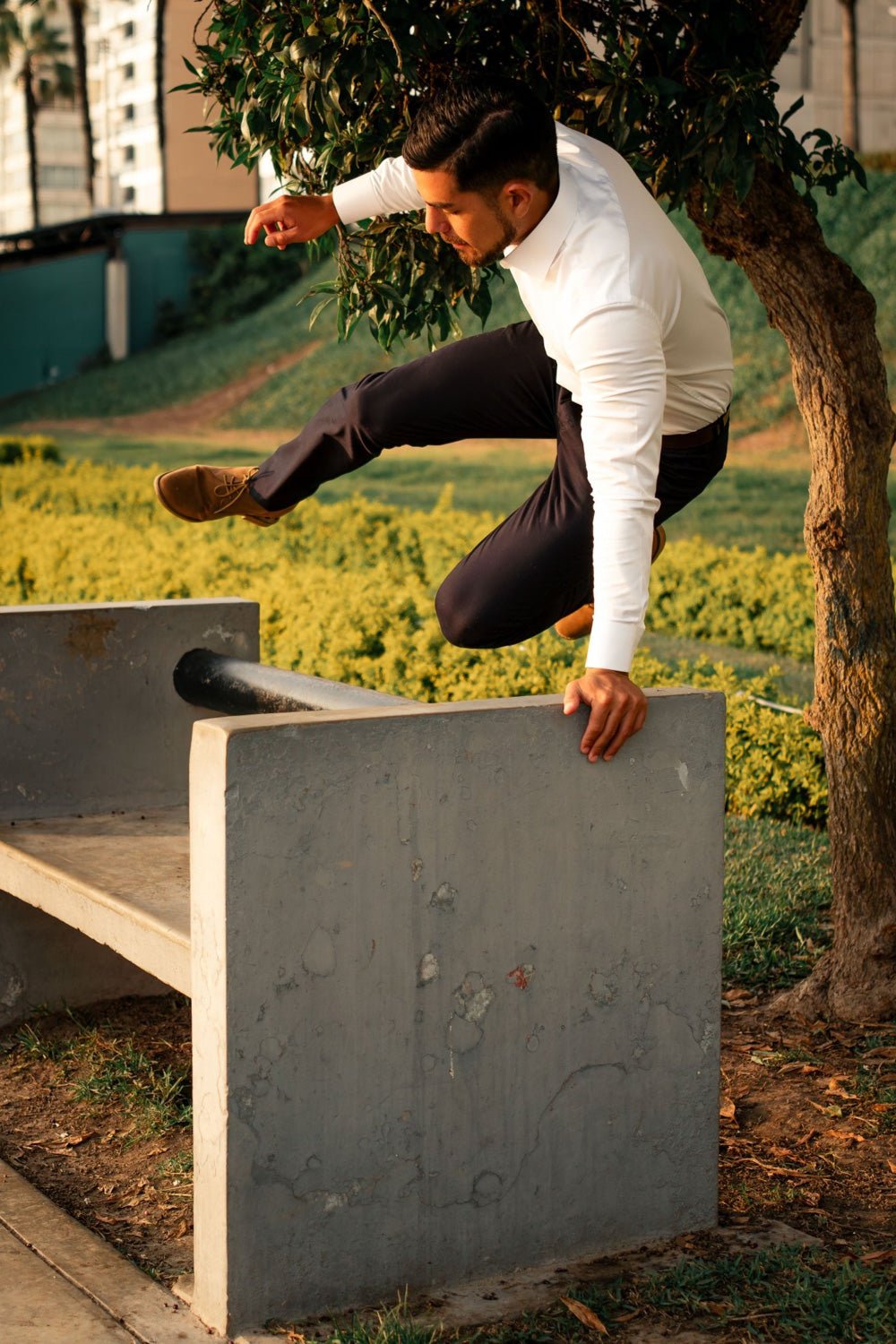 Preventa - Camisa Blanca Algodón Stretch Slim Fit - BARBADENS