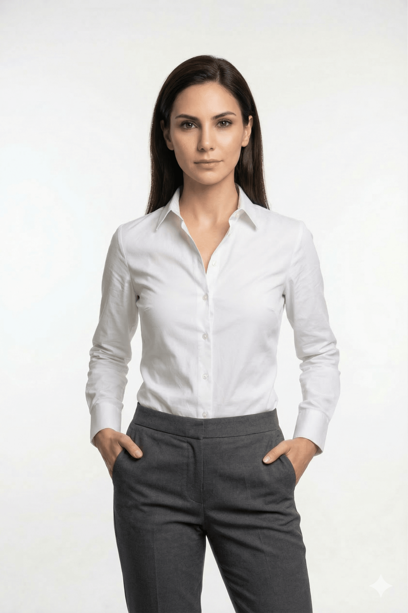 Preventa - Camisa Mujer Blanca Algodón Stretch Slim Fit - BARBADENS