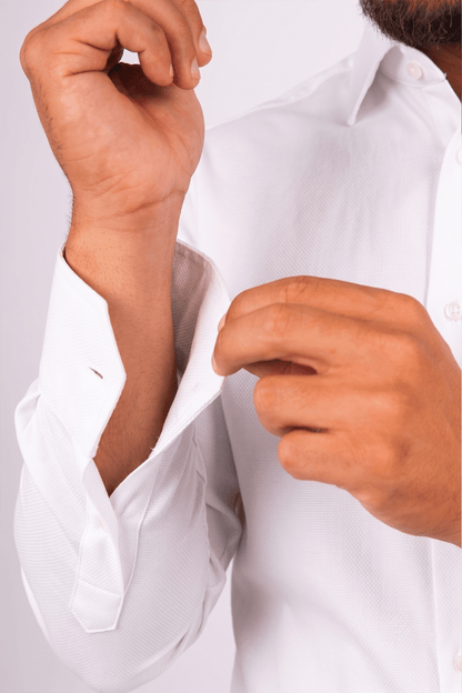 Preventa - Camisa Blanca Bambú Algodón Stretch Regular Fit - BARBADENS