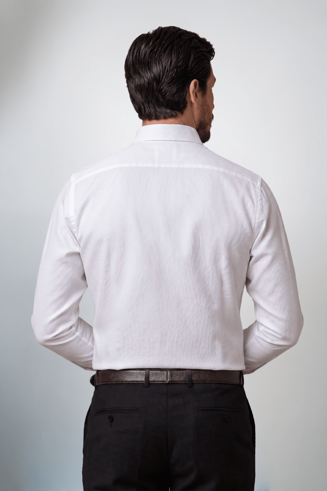 Preventa - Camisa Blanca Bambú Algodón Stretch Slim Fit - BARBADENS