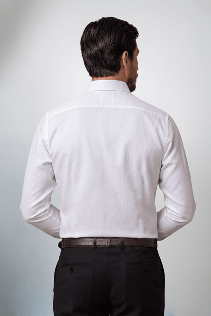 Preventa - Camisa Blanca Bambú Algodón Stretch Slim Fit - BARBADENS