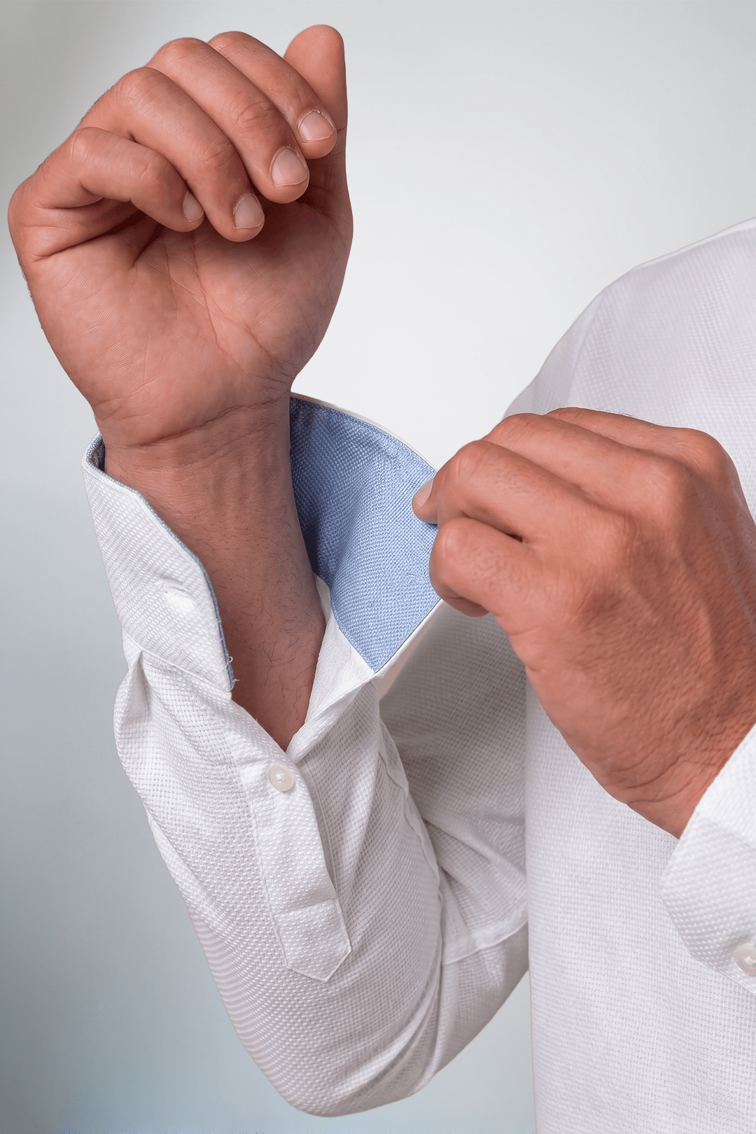 Preventa - Camisa Blanca Contraste Bambú Algodón Stretch Slim Fit - BARBADENS