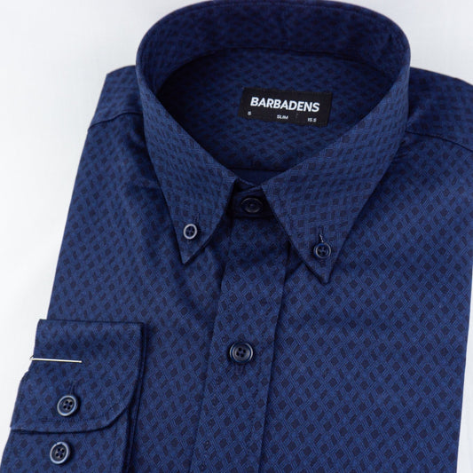 Camisa Azul Est. Casual Pima Slim Fit - BARBADENS