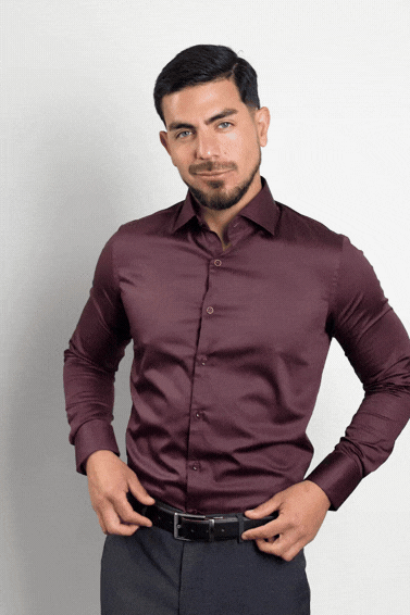 Preventa - Camisa Vino Algodón Stretch Slim Fit