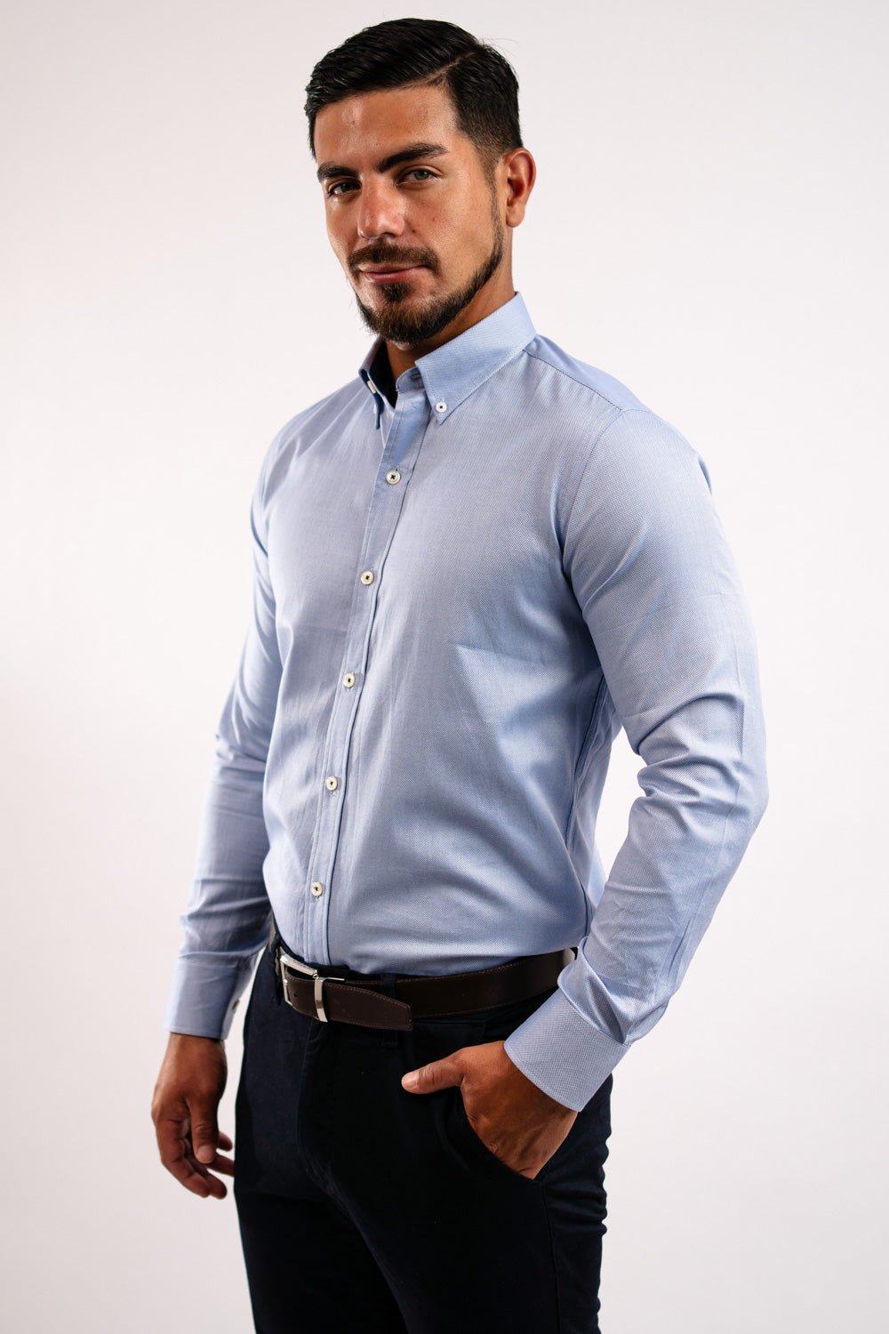 Camisa Azurro Royal Oxford 100% Algodón Pima - BARBADENS