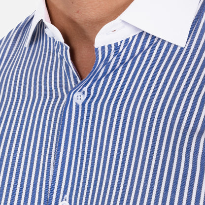 Camisa Rayas Azul Winchester Pima Slim Fit - BARBADENS