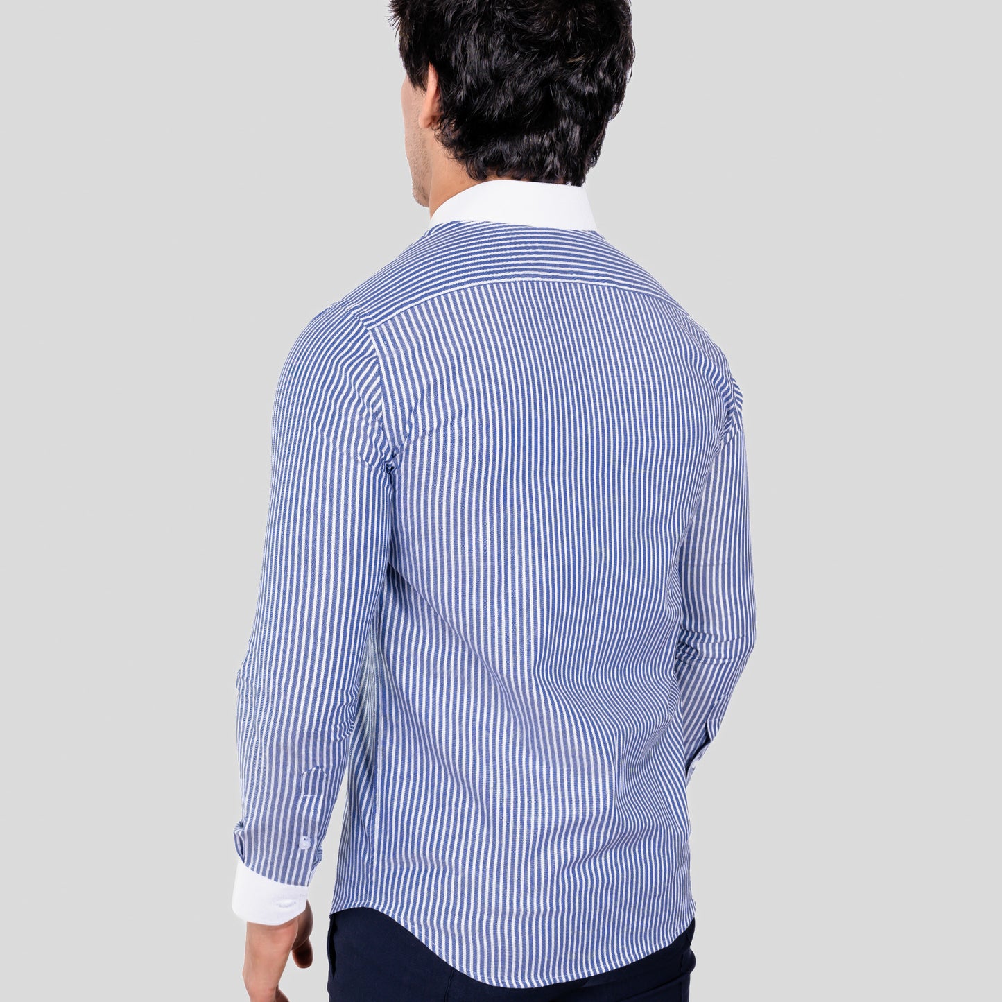 Camisa Rayas Azul Winchester Pima Slim Fit - BARBADENS
