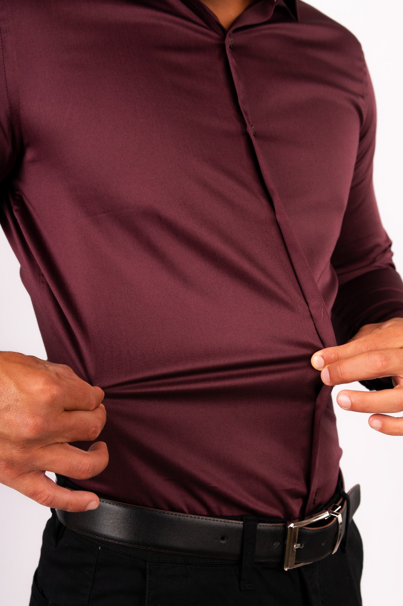Preventa - Camisa Vino Algodón Stretch Slim Fit - BARBADENS