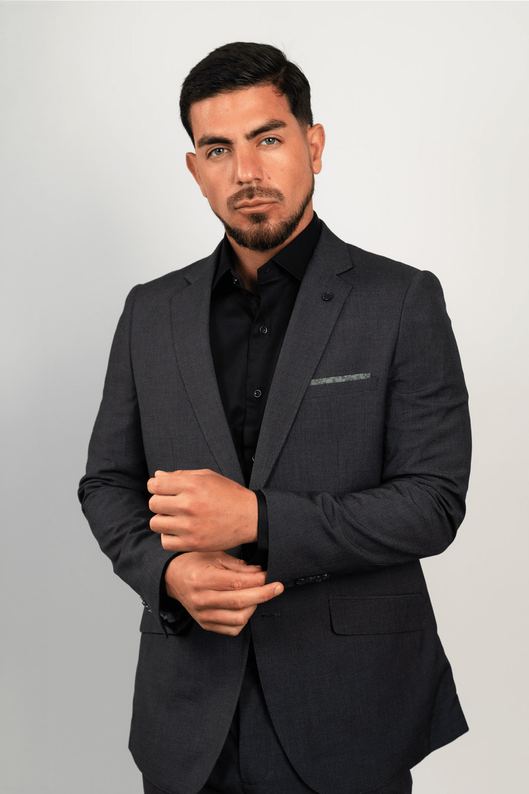 Preventa - Camisa Negra Twill Algodón Stretch Slim Fit - BARBADENS