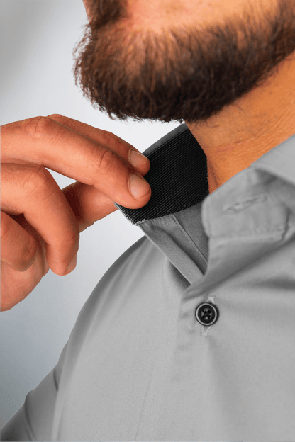 Preventa - Camisa Plateada Algodón Stretch Slim Fit - BARBADENS