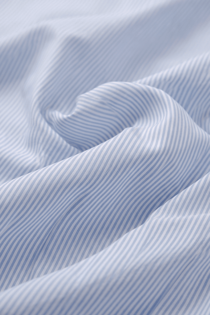 Preventa - Camisa Rayas Celeste Algodón Bambú Slim Fit - BARBADENS