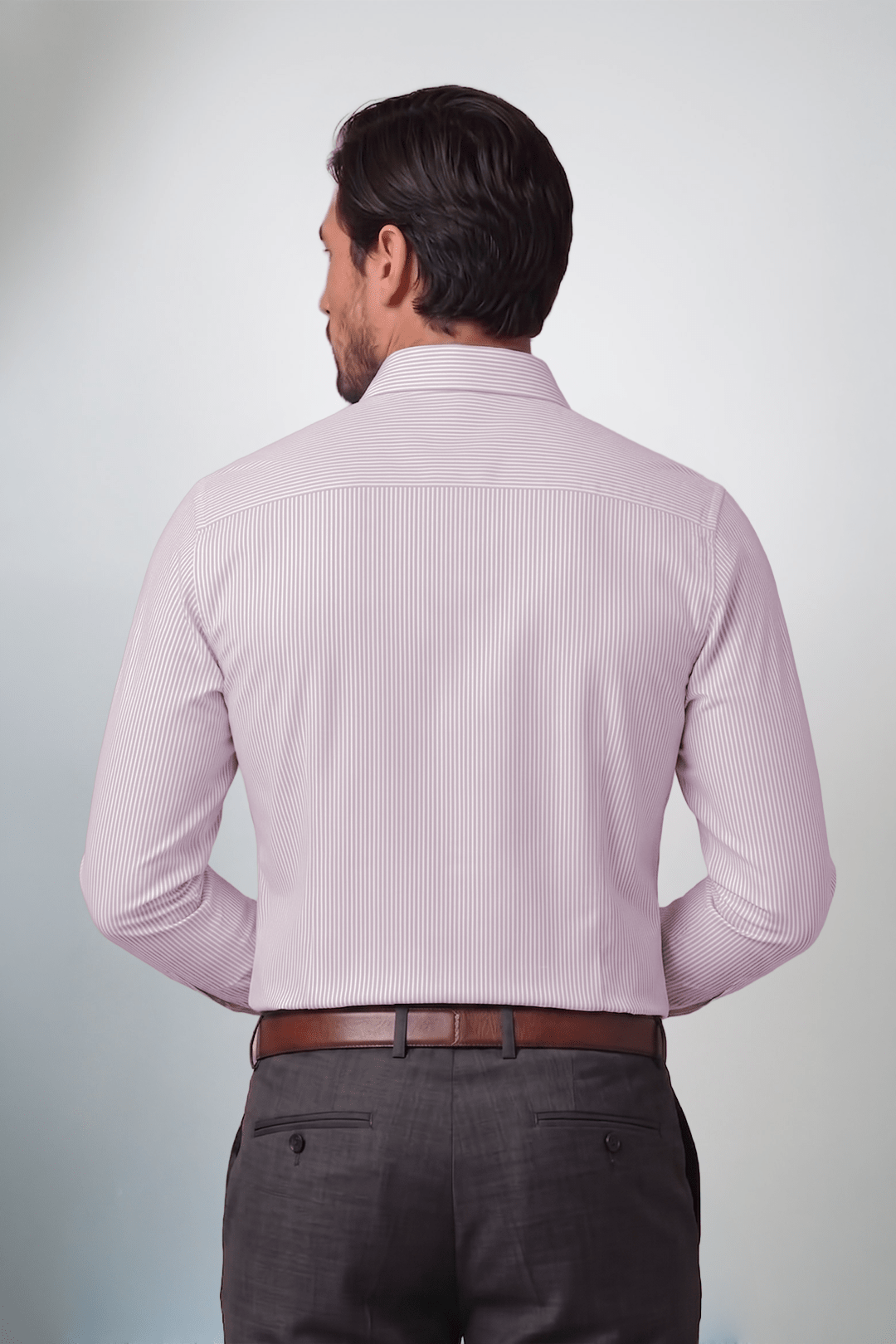 Preventa - Camisa Rayas Rosada Algodón Bambú Slim Fit - BARBADENS