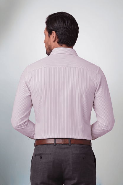 Preventa - Camisa Rayas Rosada Algodón Bambú Slim Fit - BARBADENS