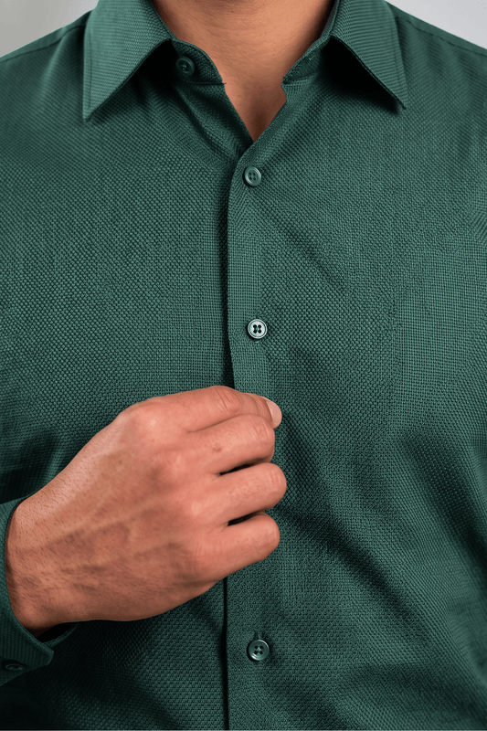 Preventa - Camisa Verde Militar Royal Oxford Algodón Pima Slim Fit - BARBADENS