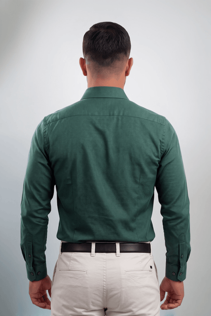 Preventa - Camisa Verde Militar Royal Oxford Algodón Pima Slim Fit - BARBADENS
