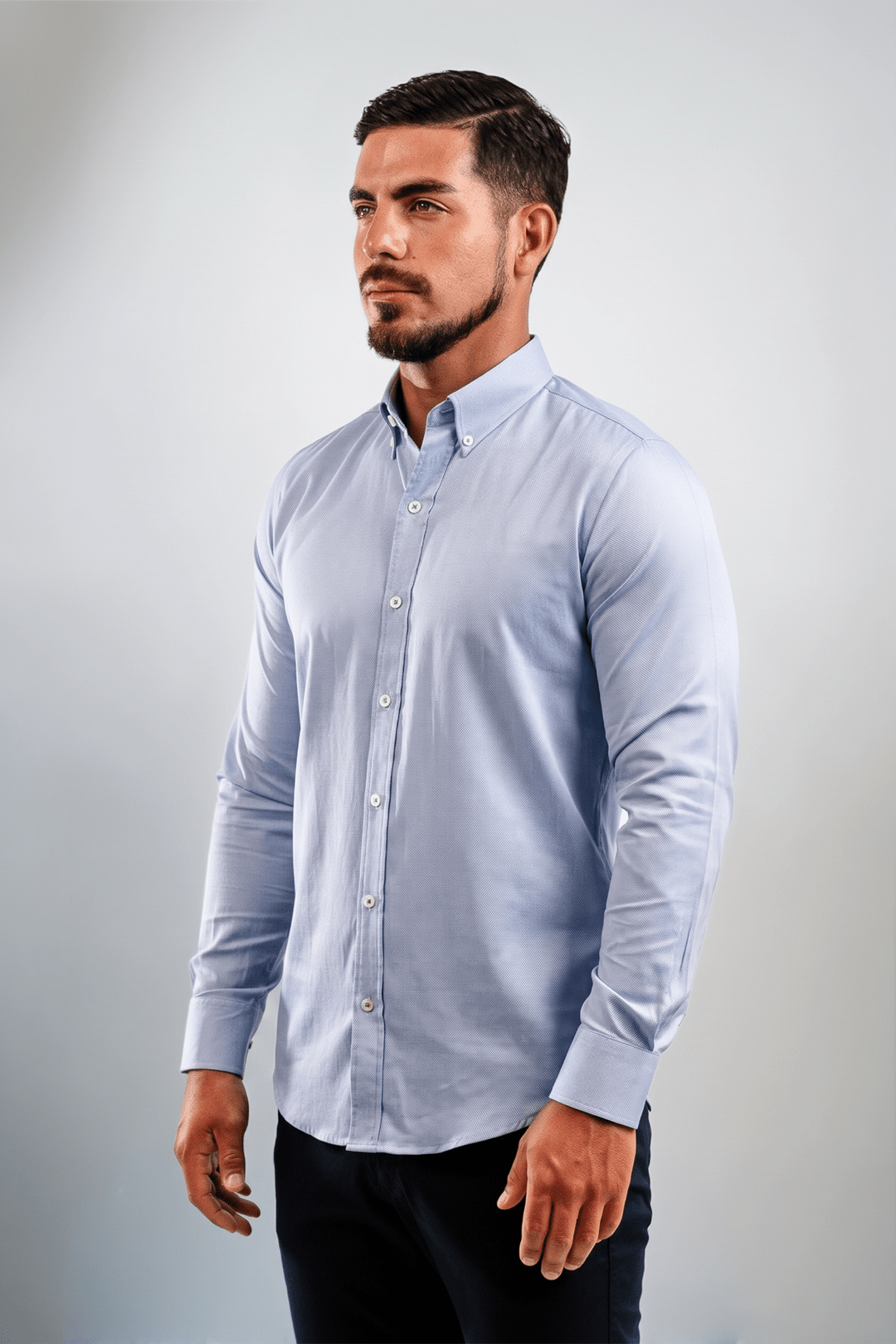 Preventa - Camisa Azurro Royal Oxford Algodón Pima Slim Fit - BARBADENS