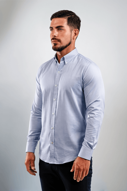 Preventa - Camisa Azurro Royal Oxford Algodón Pima Slim Fit - BARBADENS