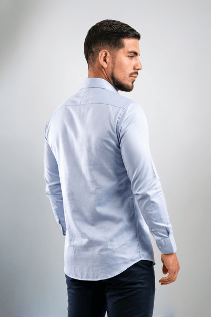 Preventa - Camisa Azurro Royal Oxford Algodón Pima Slim Fit - BARBADENS