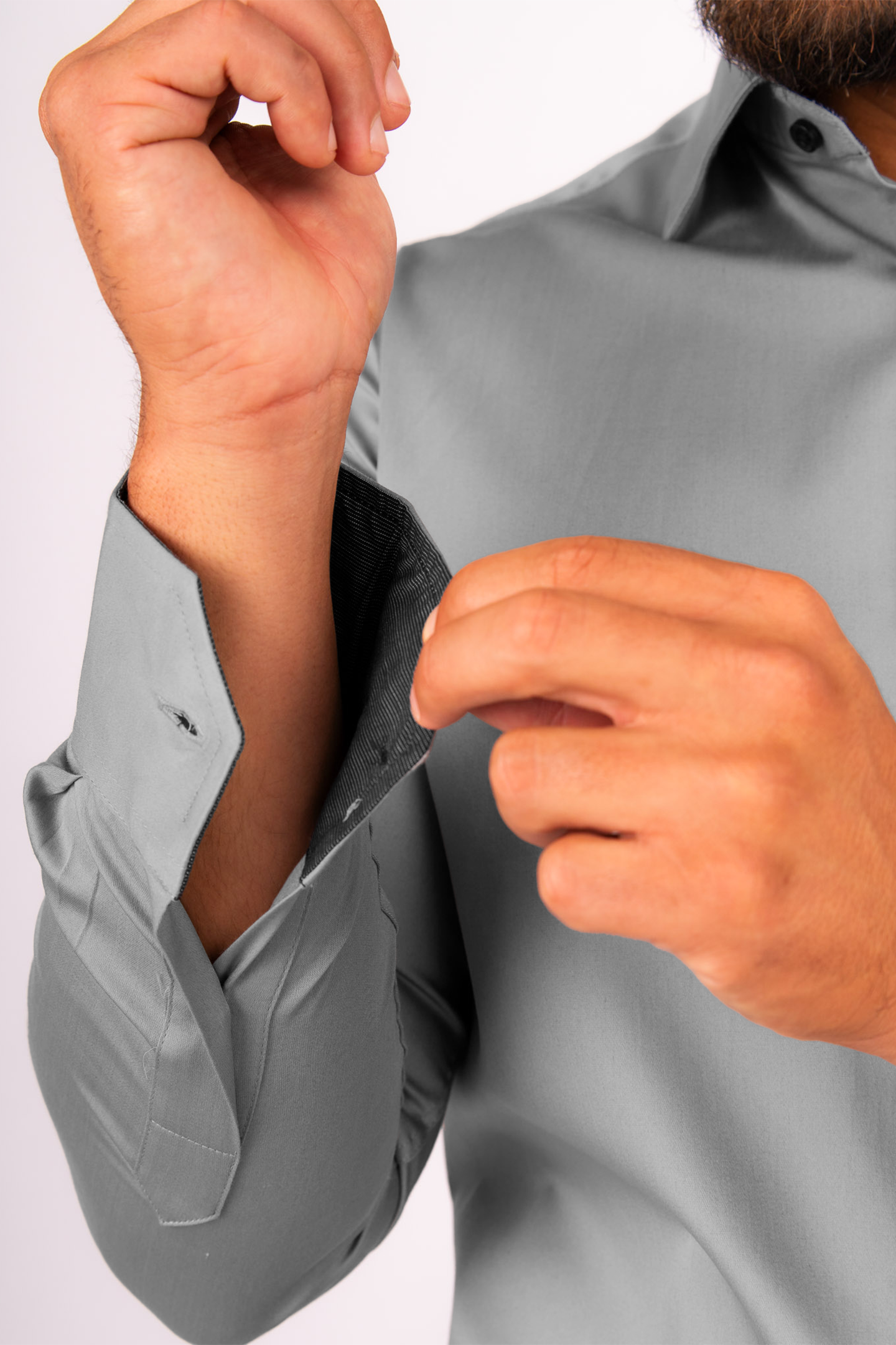 Preventa - Camisa Gris Algodón Strech Slim Fit