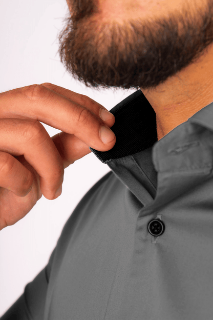 Camisa Gris Algodón Strech Slim Fit - BARBADENS