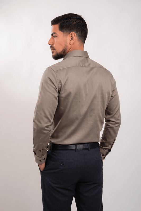 Preventa - Camisa Latte Algodón Stretch Slim Fit - BARBADENS