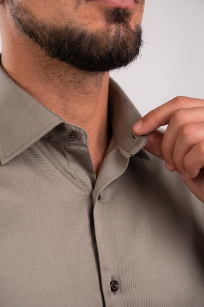 Preventa - Camisa Latte Algodón Stretch Slim Fit
