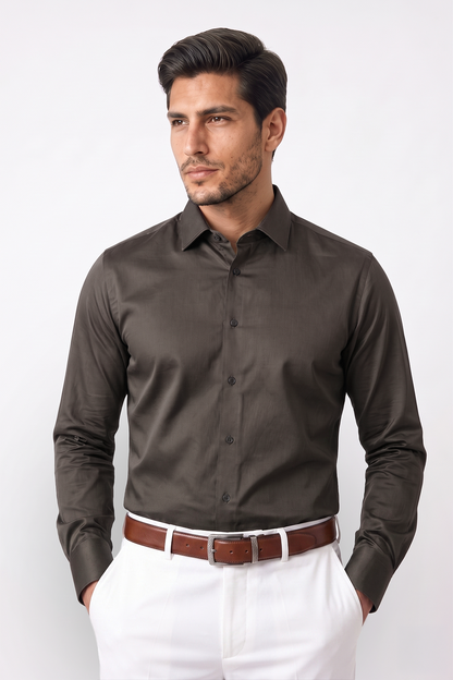 Preventa - Camisa Mocca Algodón Stretch Slim Fit