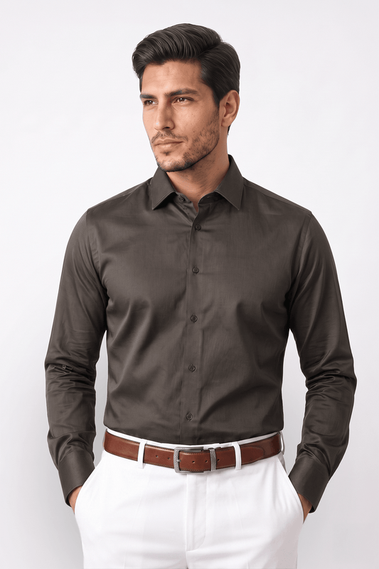 Preventa - Camisa Mocca Algodón Stretch Slim Fit - BARBADENS