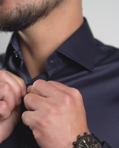 Preventa - Camisa Azul Noche Algodón Stretch Slim Fit