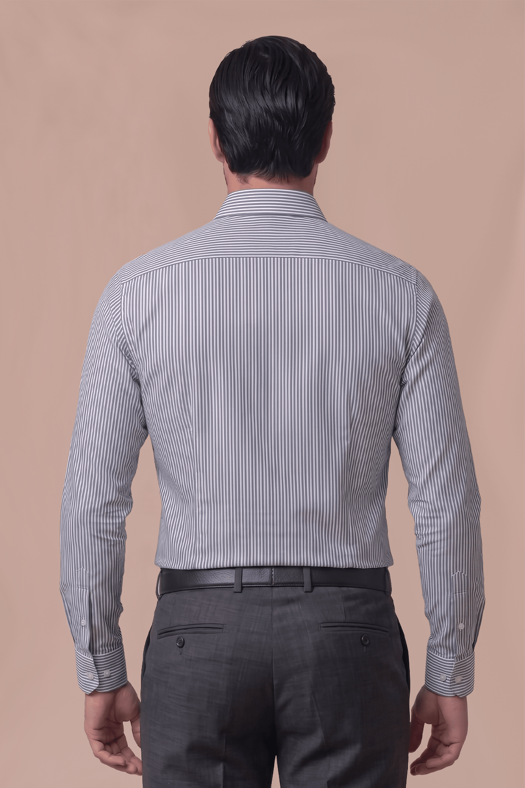 Camisa Rayas Azul Algodón Bambú Slim Fit - BARBADENS