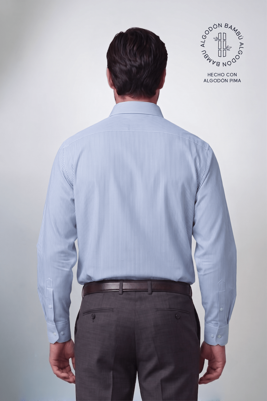 Preventa - Camisa Rayas Celeste Algodón Bambú Regular Fit - BARBADENS